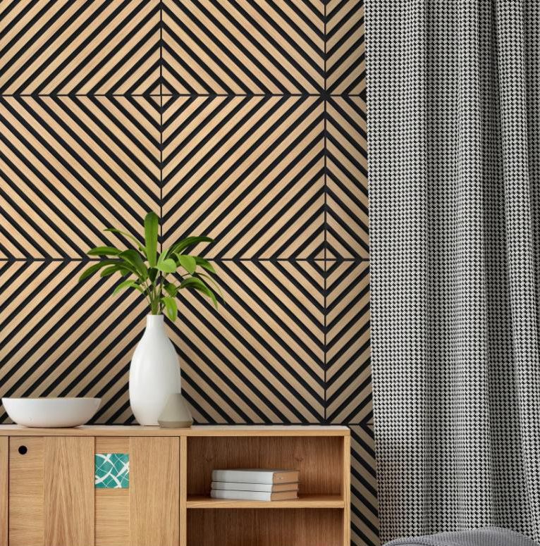 Επένδυση τοίχου 3D Wall Acoustic Panel Natural Diagonal