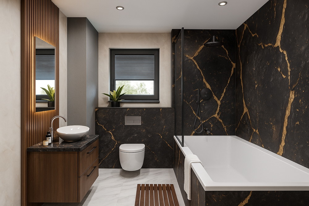 Επένδυση τοίχου Μάρμαρο PVC PS-2862 Volcanic Gold